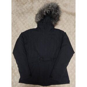 The North Face Parka Womens Medium HyVent Black Goose Down Faux Fur Hood Coat